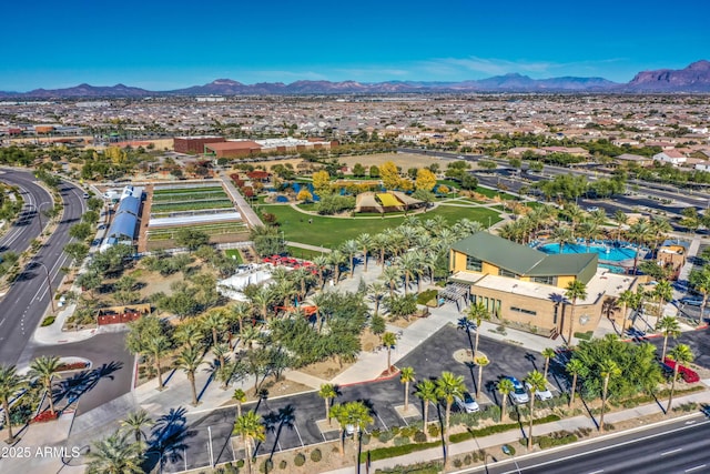 bird's eye view featuring a mountain view