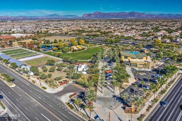 bird's eye view featuring a mountain view