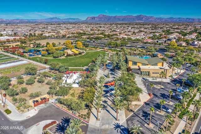 bird's eye view with a mountain view