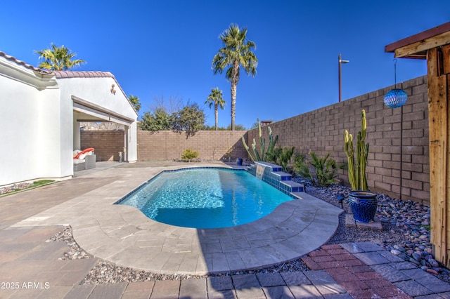 view of pool featuring a patio area