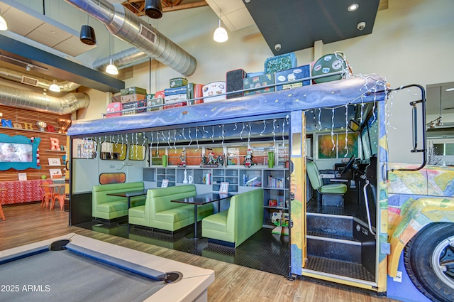 rec room featuring wood-type flooring and pool table