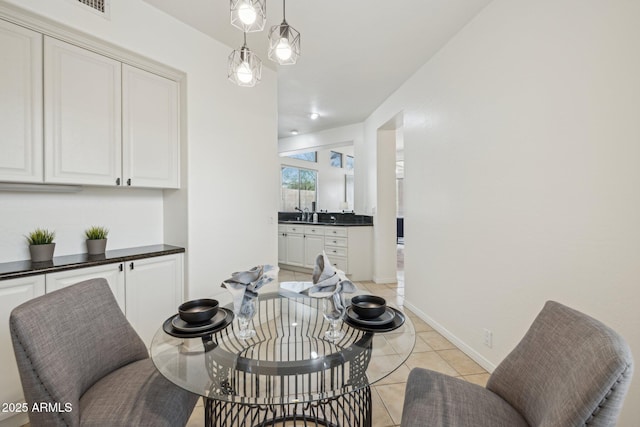 view of tiled dining room