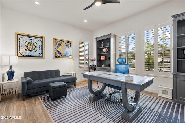 17146 W Mountainair St, Surprise, AZ 85388 - office with ceiling fan, wood finished floors, baseboards, and recessed lighting