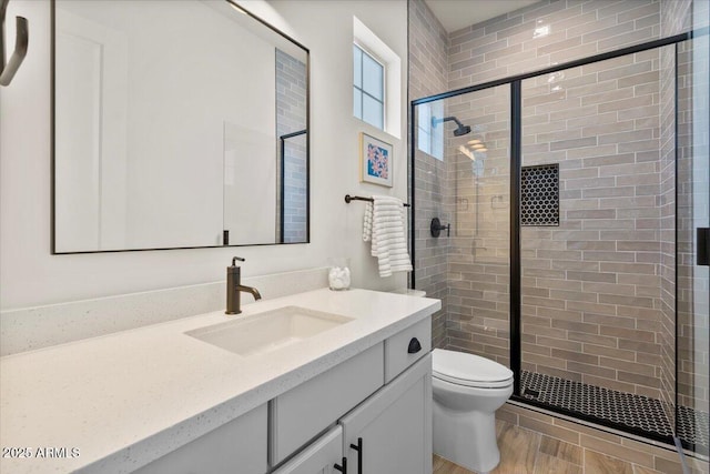 17146 W Mountainair St, Surprise, AZ 85388 - full bath featuring a stall shower, vanity, toilet, and wood finished floors