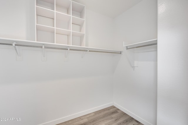 spacious closet with light hardwood / wood-style flooring