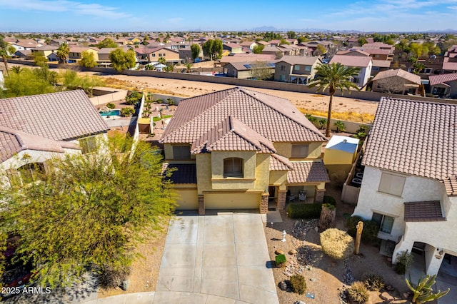 drone / aerial view with a residential view