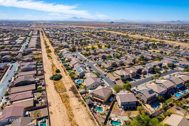 aerial view with a mountain view and a residential view