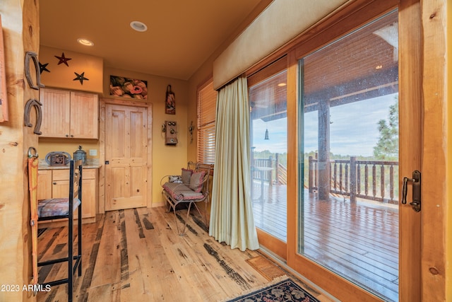 doorway to outside featuring light hardwood / wood-style floors