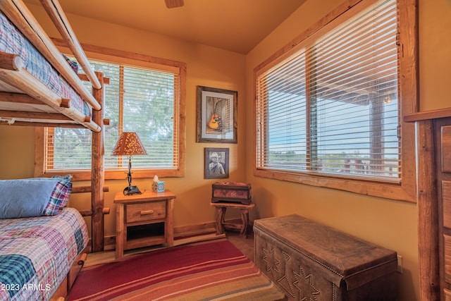 sitting room featuring dark carpet