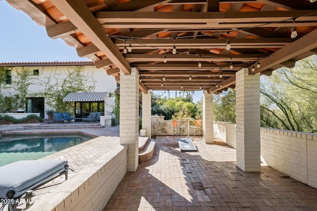 view of patio with a fenced in pool