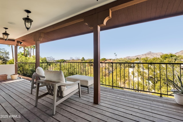 deck featuring a mountain view