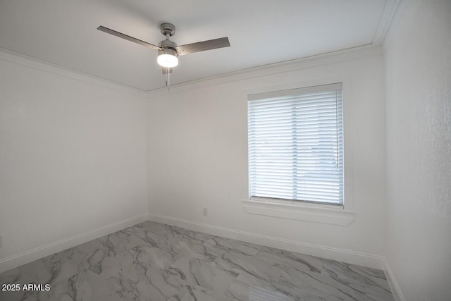 4202 W Purdue Ave, Phoenix, AZ 85051 - unfurnished room with marble finish floors, ornamental molding, ceiling fan, and baseboards