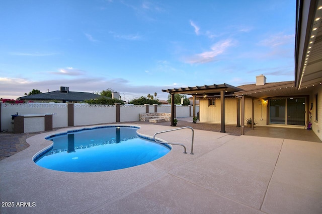 4202 W Purdue Ave, Phoenix, AZ 85051 - view of swimming pool featuring a patio, a fenced backyard, and a pergola