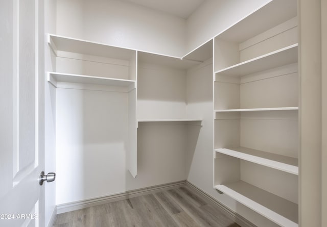 spacious closet with wood finished floors