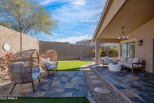 view of patio / terrace featuring an outdoor living space