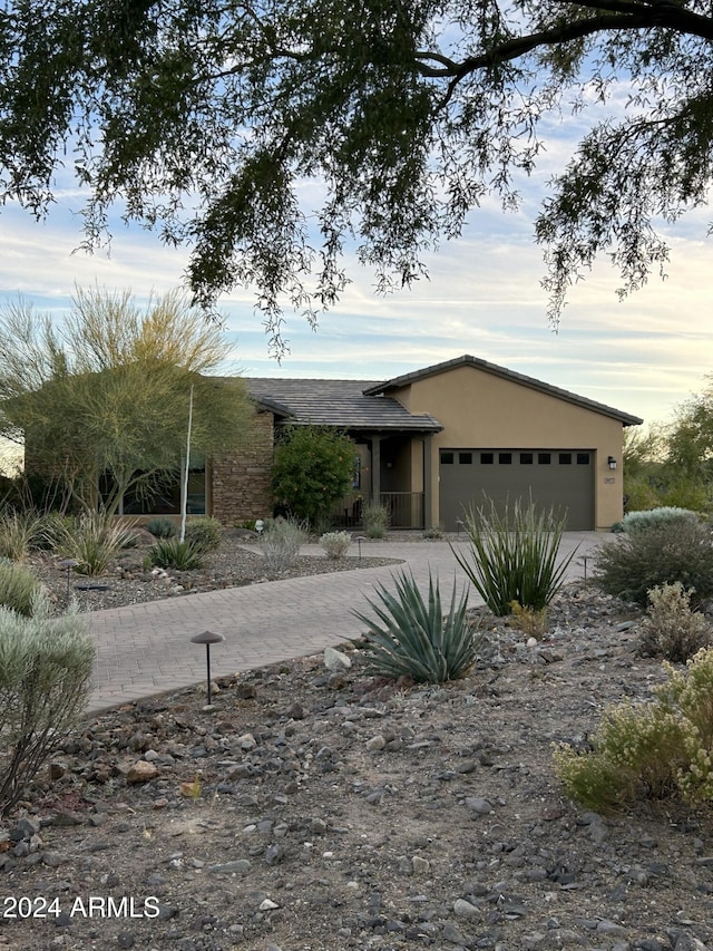 view of front of house with a garage