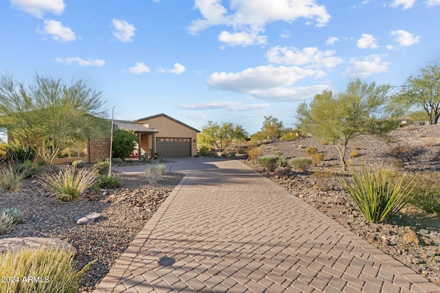 view of front of property with a garage