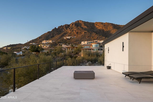 view of patio with a mountain view