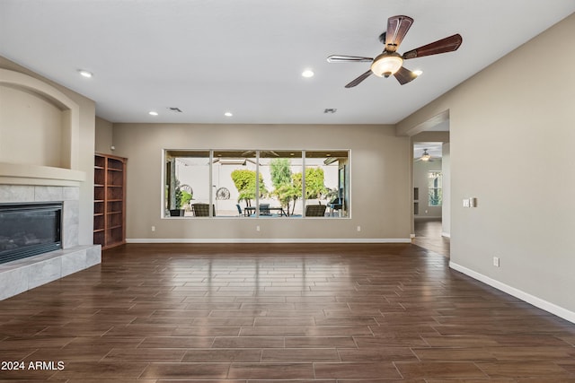 unfurnished living room with a fireplace