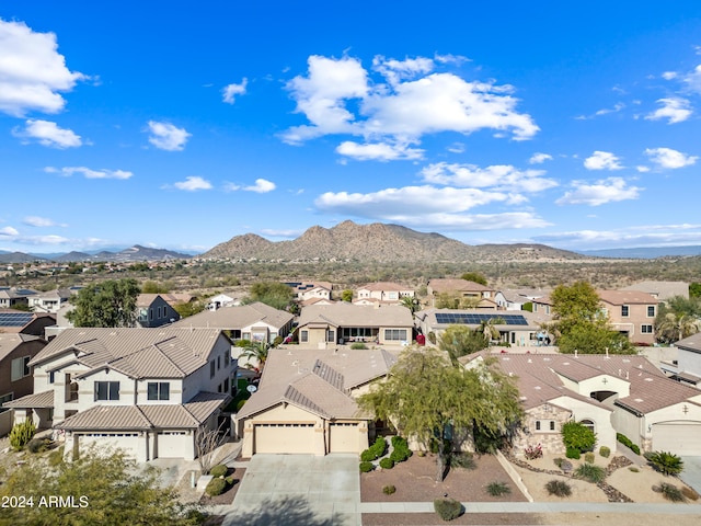 drone / aerial view with a mountain view