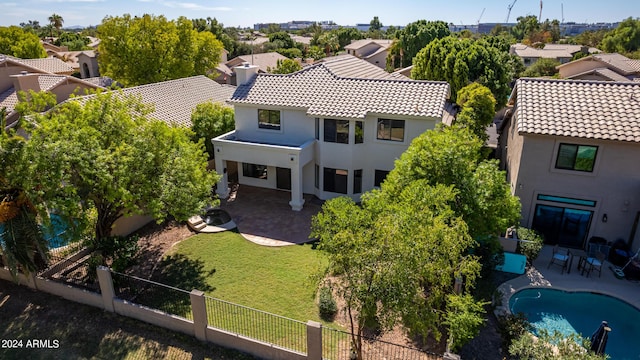 aerial view with a residential view