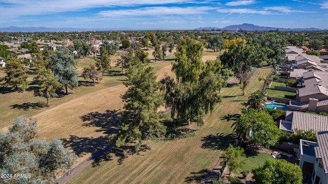 bird's eye view with a mountain view