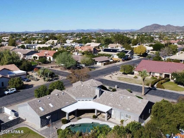 aerial view with a residential view and a mountain view