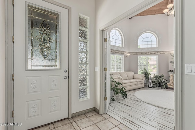 foyer with a high ceiling