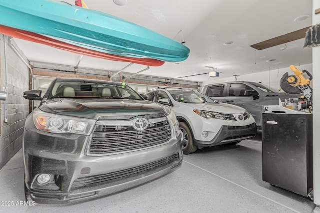 garage with a garage door opener