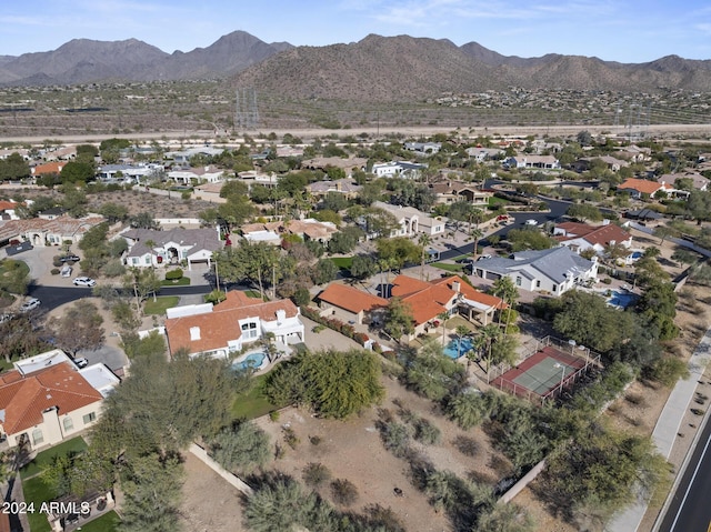 drone / aerial view with a mountain view