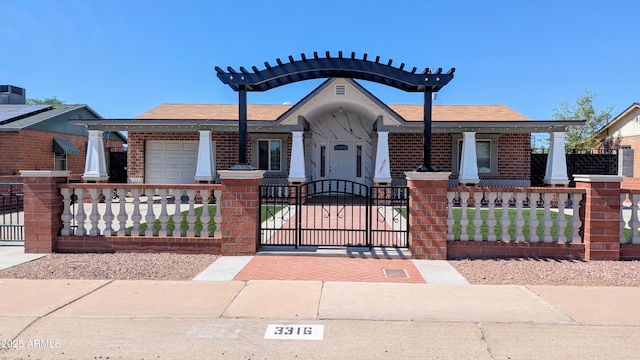 3316 E Fillmore St, Phoenix, AZ 85008 - view of front of home featuring brick siding, a fenced front yard, and covered porch