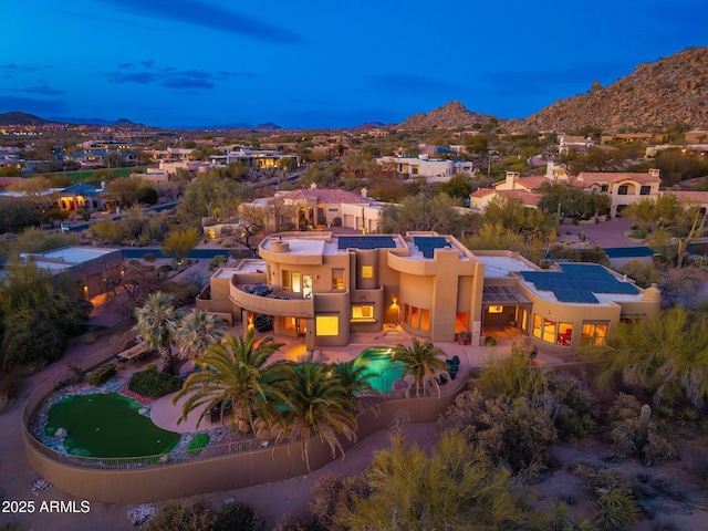 bird's eye view with a mountain view