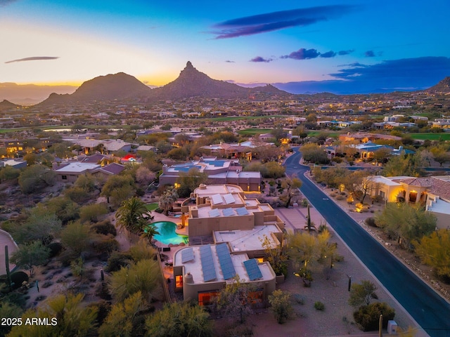 bird's eye view with a mountain view