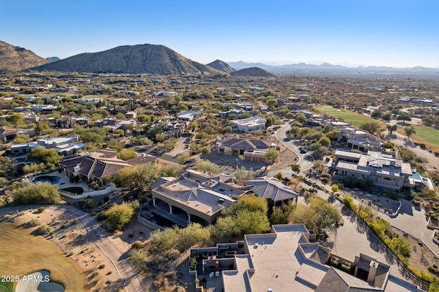 bird's eye view with a residential view and a mountain view