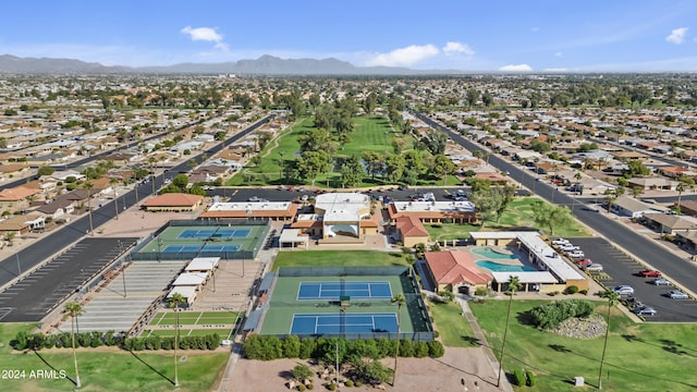 aerial view with a mountain view