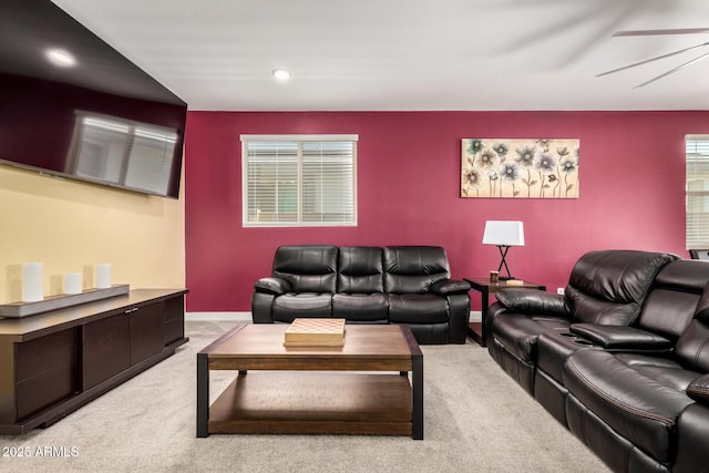 23407 W Winslow Ave, Buckeye, AZ 85326 - living area with carpet, a ceiling fan, recessed lighting, and baseboards