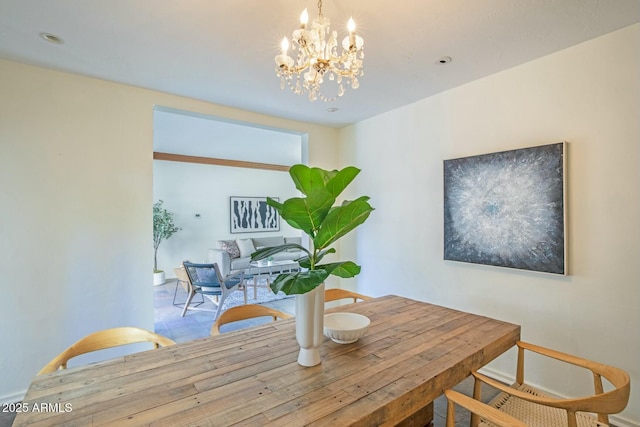 dining room featuring an inviting chandelier