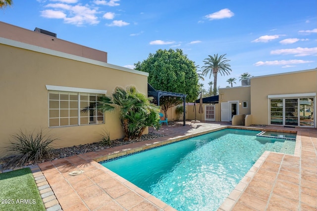 view of pool featuring a pergola and a patio area