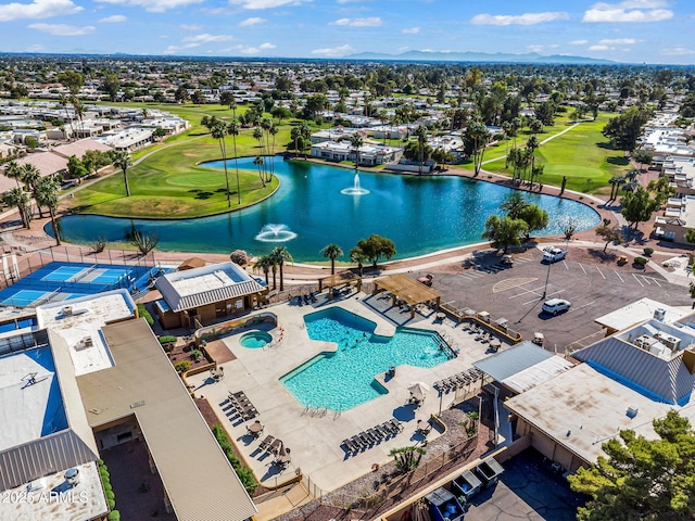 811 S 79th Way, Mesa, AZ 85208 - aerial view of residential area featuring a pool, a local golf course, and a nearby body of water