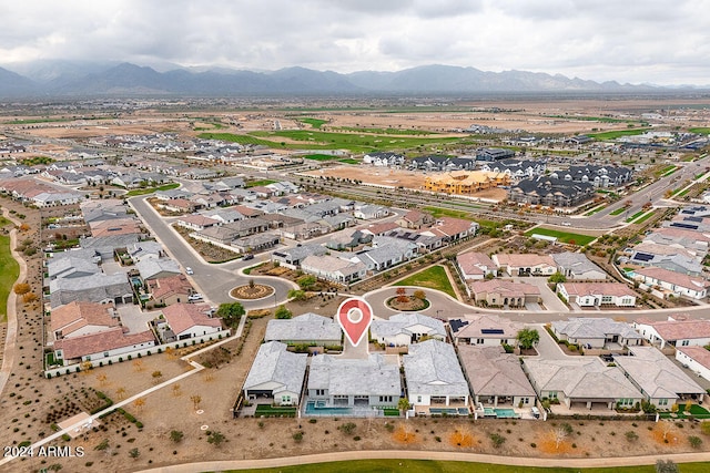 bird's eye view with a mountain view