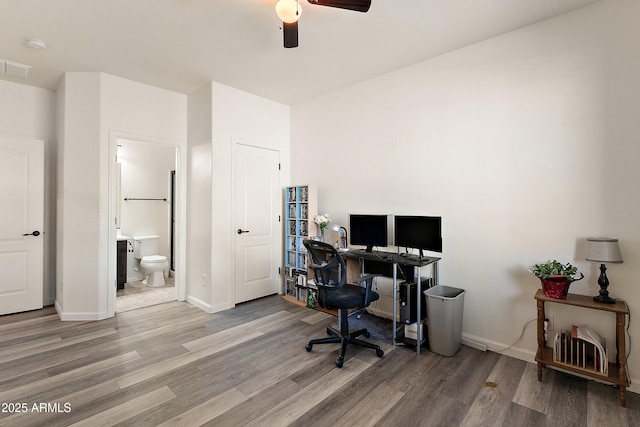 3326 N 31st St, Mesa, AZ 85213 - office area featuring ceiling fan and wood finished floors