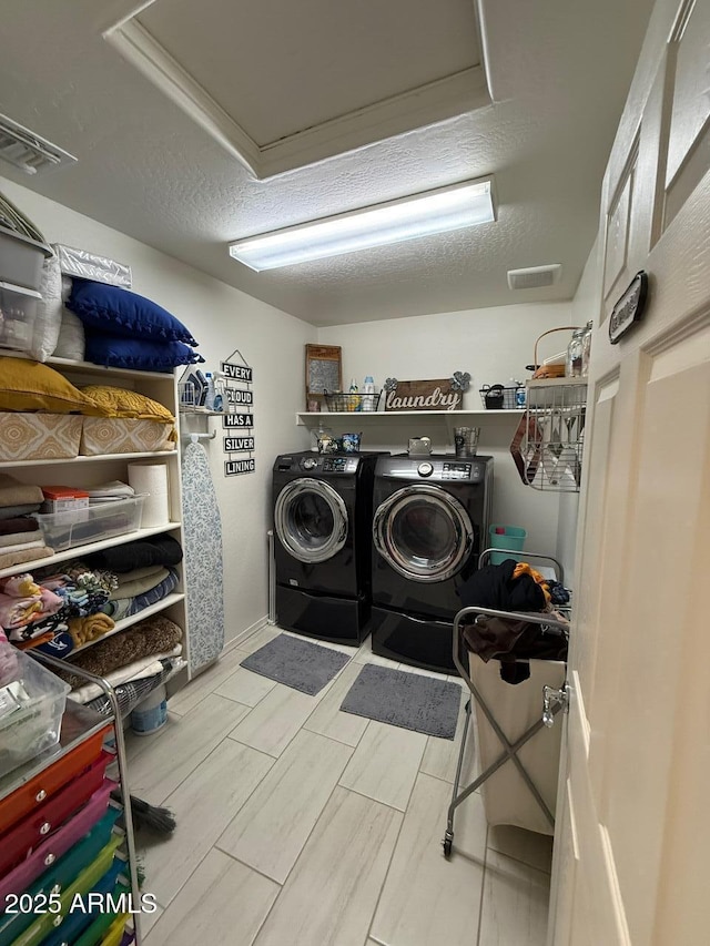 2254 E University Dr Unit 4, Mesa, AZ 85213 - laundry area with separate washer and dryer and a textured ceiling