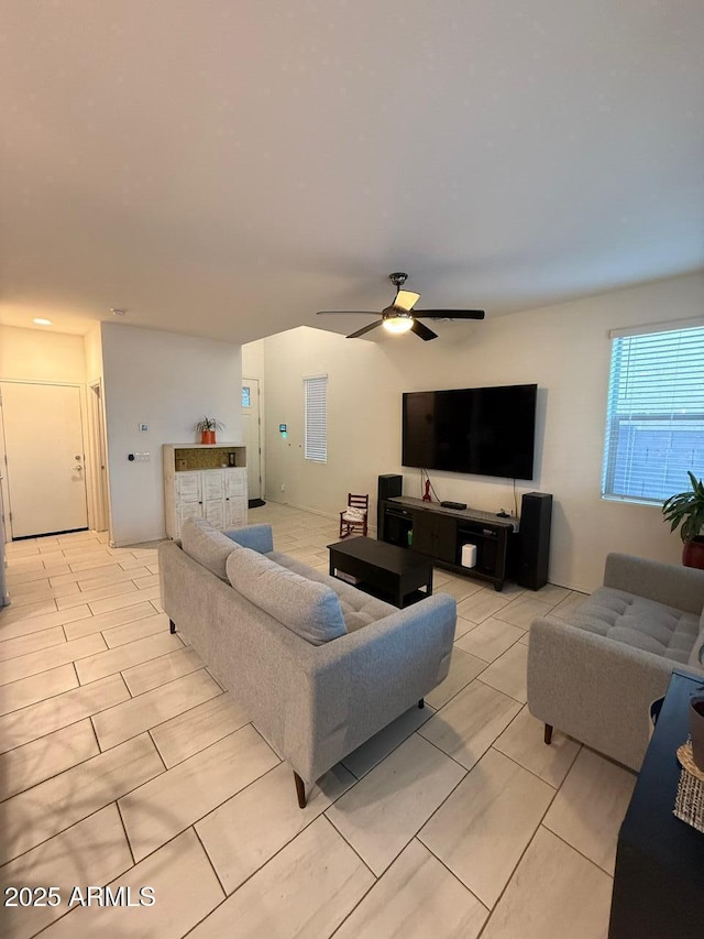 2254 E University Dr Unit 4, Mesa, AZ 85213 - living area featuring ceiling fan and light tile patterned floors