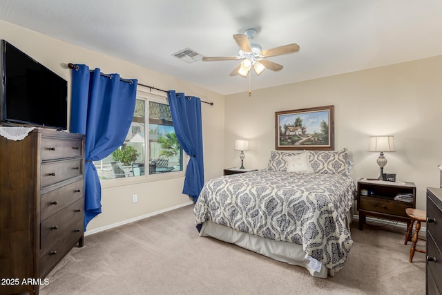 bedroom with carpet floors and ceiling fan