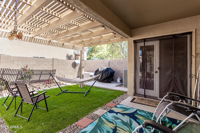 exterior space featuring a patio area and a pergola