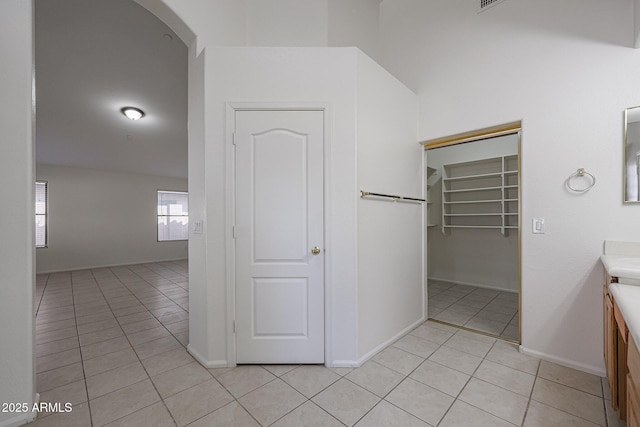 interior space featuring light tile patterned floors