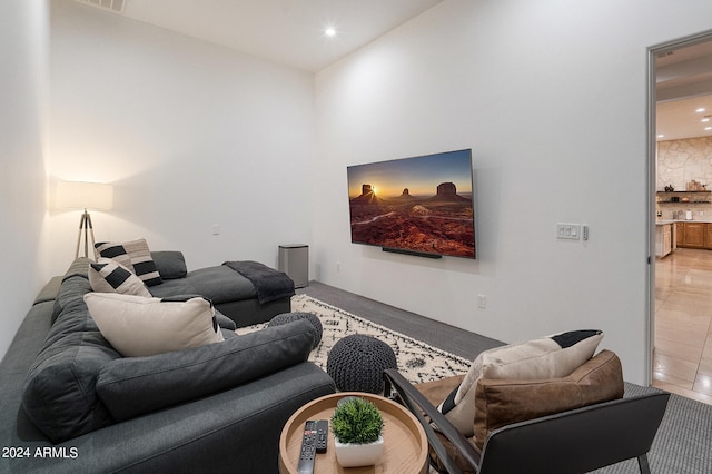 view of tiled living room