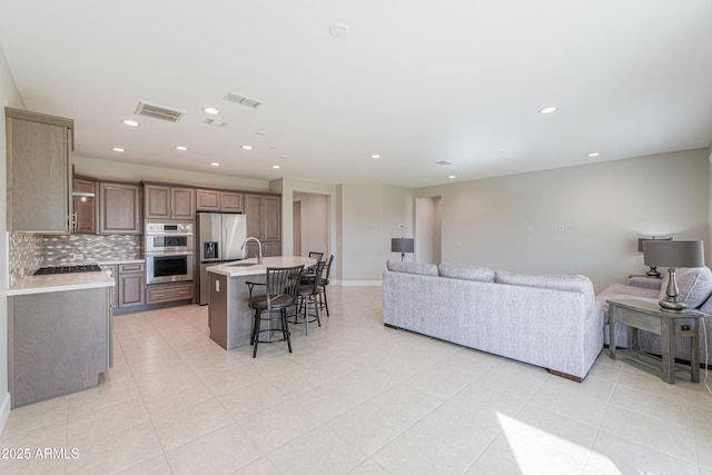 view of tiled living room