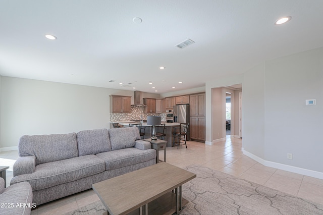 view of tiled living room