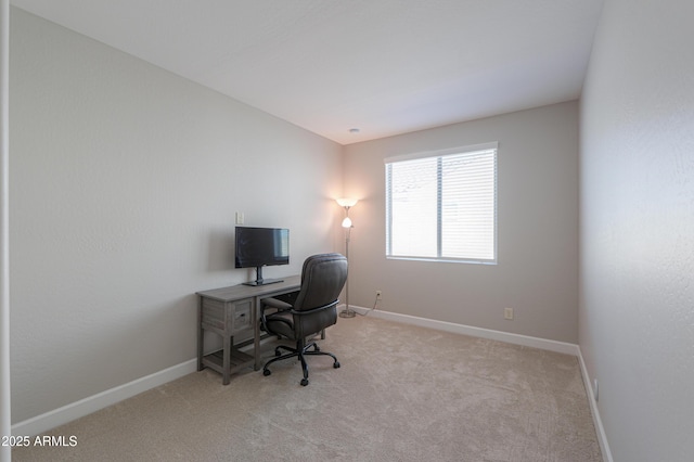 view of carpeted home office